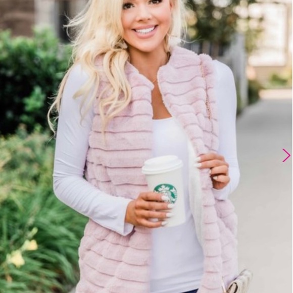 Pink Lily Faux Fur Vest - Color Pink Size Small - Picture 3 of 5